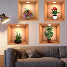 Load image into Gallery viewer, OAS 3D SELF ADHESIVES WALL FLOWER POT STICKER (4PCS)
